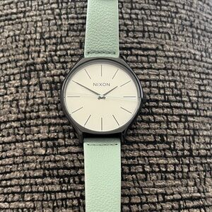 Nixon Watch with Mint Green Strap and Black Case